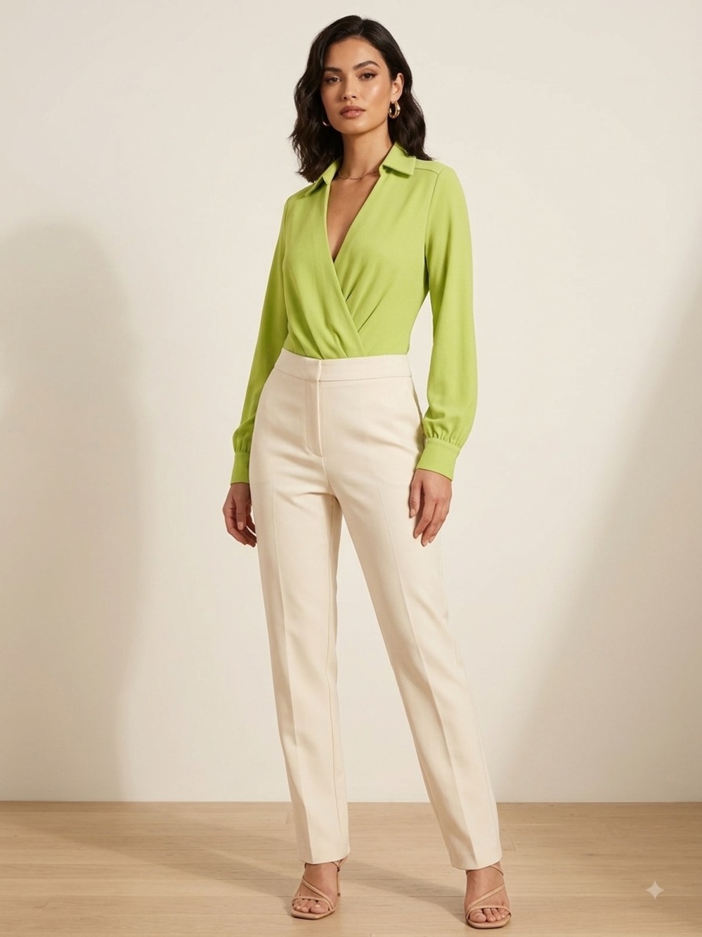 Marciano by Guess Lime Green Long Sleeve Wrap One-Piece Bodysuit Size M